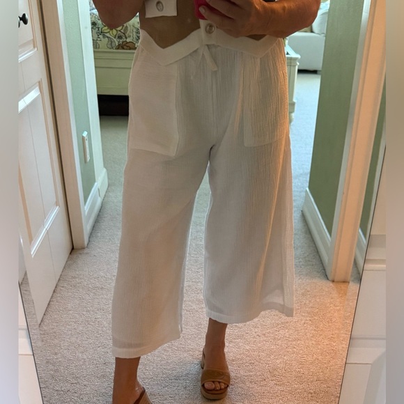 Splendid Cropped White Wide-Leg Pants S - Picture 10 of 12